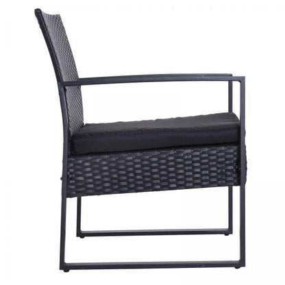 5 tlg Sitzgruppe Polyrattan Gartenset mit Kissen Schwarz - Palo24