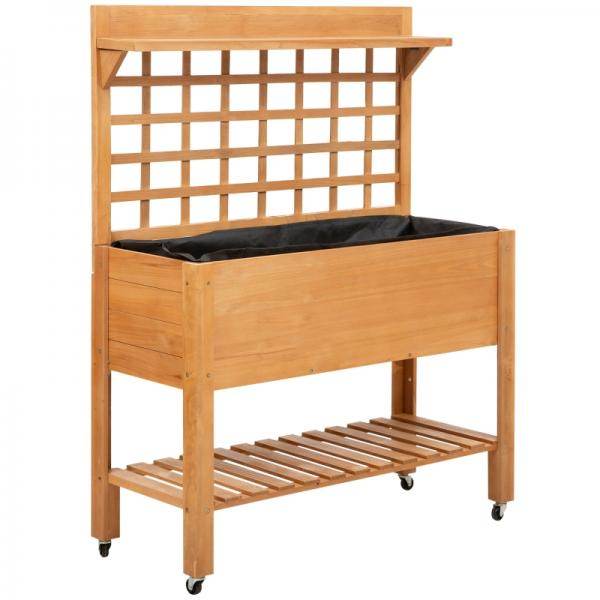 Hochbeet Pflanztisch Blumentisch Arbeitstisch Gärtnertisch Holzpflanztisch Tanne, Braun - Palo24