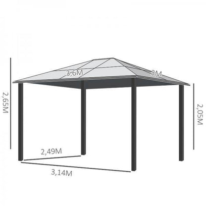 Luxus Pavillon Gartenpavillon Alu Gartenzelt mit lichtdurchlässigem PC Dach Braun+Beige 295 x 360 x 265 cm - Palo24