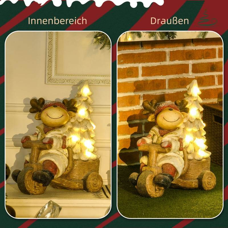 LED Weihnachtsdeko, Rentier mit Weihnachtsbaum 44cm - Palo24