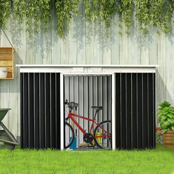 Gerätehaus Gartenhaus Geräteschuppen mit Schiebetür Fenster Outdoor Stahl Grau - Palo24