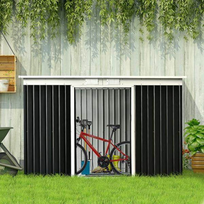 Gerätehaus Gartenhaus Geräteschuppen mit Schiebetür Fenster Outdoor Stahl Grau - Palo24