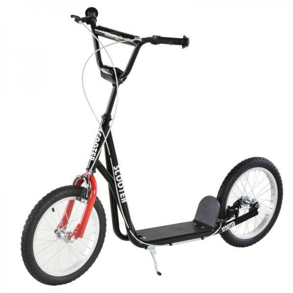 Kinderroller Tretroller Cityroller Kickscooter Kickboard mit Luftreifen und Handbremse 16 Zoll Schwarz - Palo24