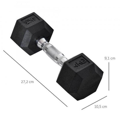 2er-Set Gummi-Hantel 4 KG Fitness Hantel Kurzhantel Metall Gummi Schwarz - Palo24