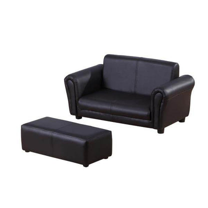 Kindersofa mit Hocker Sofa Sessel Kinder Kindersessel PVC schwarz - Palo24