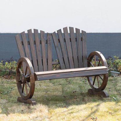 Gartenbank mit Armlehne, Sitzbank, Rustikale Bank, Massivholz, Dunkelbraun, 108 x 66 x 95 cm - Palo24