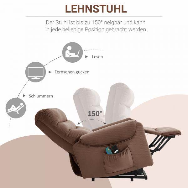 Fernsehsessel mit Aufstehhilfe und Wohlfühl-Massage Hellbraun - Palo24