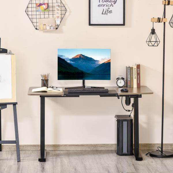 Elektrischer Schreibtisch höhenverstellbar Natur schwarz 140c m x 70 cm x 116 cm - Palo24