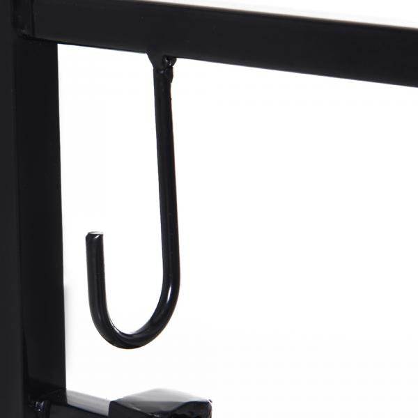 Kaminholzregal Holzständer Holzablage mit 4 Haken 2 Schichten Metall Schwarz - Palo24