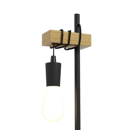 Tischlampe inkl. LED höhenverstellbar, schwarz+Holz - Palo24