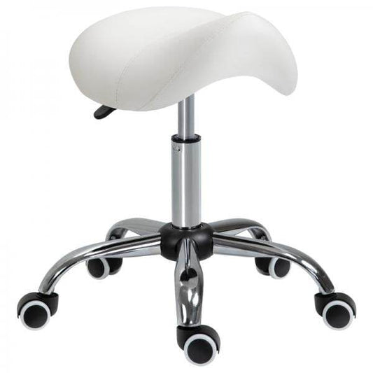 Sattelhocker Drehstuhl Drehhocker Rollhocker Kosmetikhocker gepolstert höhenverstellbar weiss - Palo24