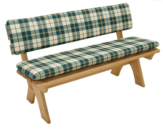 Auflagenset BOSTON für Bank 3-sitzer 150cm, grün/beige kariert, 2-teilig