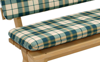 Jeu de coussins BOSTON pour banquette 4 places 200 cm, à carreaux vert/beige, 2 pièces