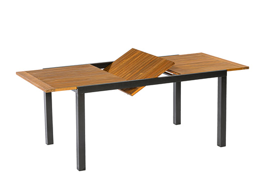 Table à rallonge TILOS 150/200x90cm, aluminium acacia huilé anthracite, certifié FSC®