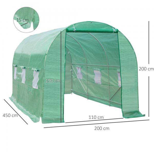 Foliengewächshaus Treibhaus Frühbeet 4,5 x 2 x 2 m | Grün - Palo24