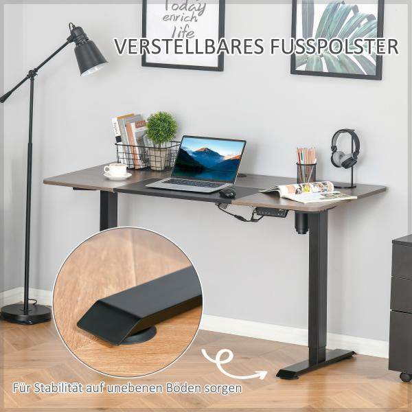 Elektrischer Schreibtisch höhenverstellbar Natur schwarz 140c m x 70 cm x 116 cm - Palo24
