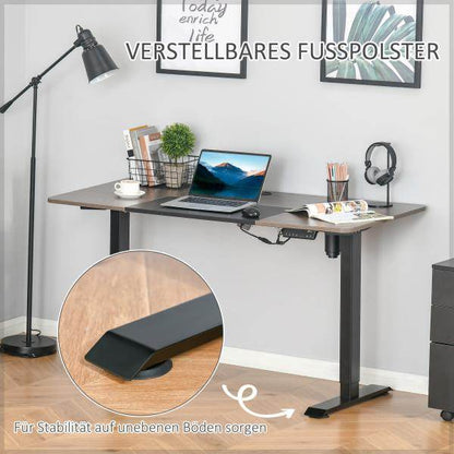 Elektrischer Schreibtisch höhenverstellbar Natur schwarz 140c m x 70 cm x 116 cm - Palo24