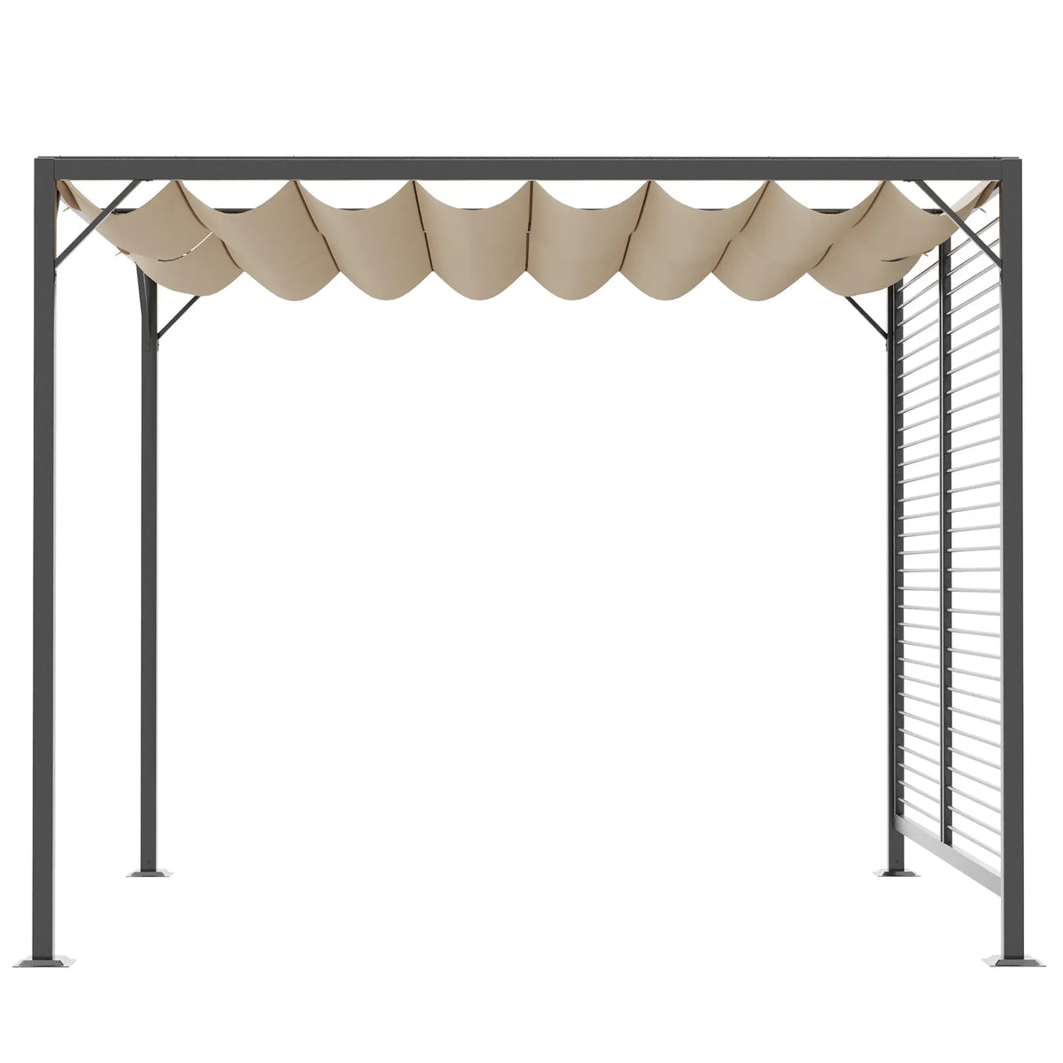 Pavillon Pergola Partyzelt Überdachung Einstellbares Stoffdach Polyester Beige