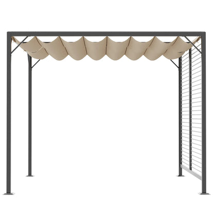 Pavillon Pergola Partyzelt Überdachung Einstellbares Stoffdach Polyester Beige