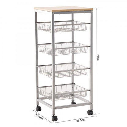 Küchenwagen Rollwagen 4-stöckig rollbar Weiss - Palo24