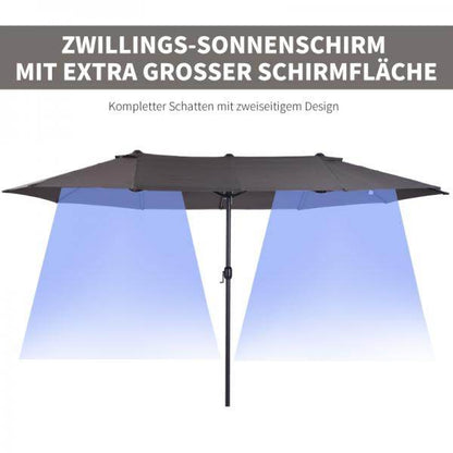 Sonnenschirm Doppelsonnenschirm Terrassenschirm mit Handkurbel Grau Oval - Palo24