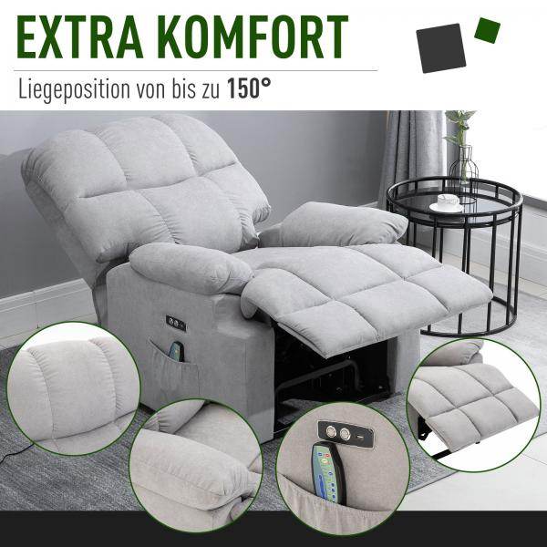 Massagesessel mit Wärmefunktion Flanell 83 cm x 95 cm x 105 cm - Palo24