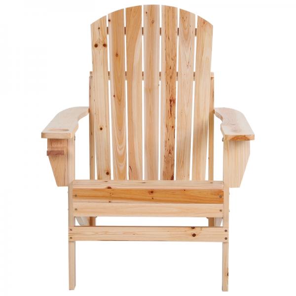 Adirondack-Gartenstuhl mit Becherhalter Gartenliege Balkonstuhl Massivholz Natur - Palo24