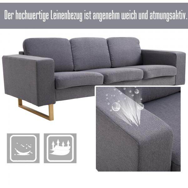 Polstersofa 3-Sitzer Stoffsofa dunkelgrau 200 x 82 x 78 - Palo24