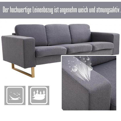 Polstersofa 3-Sitzer Stoffsofa dunkelgrau 200 x 82 x 78 - Palo24