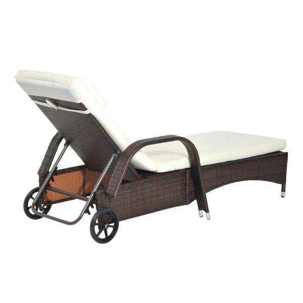Mobile Gartenliege Kaffeebraun Rattanliege Polyrattan - Palo24