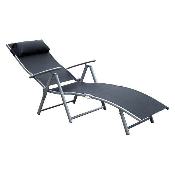 Sonnenliege klappbar mit Kissen Schwarz - Palo24