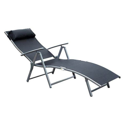 Sonnenliege klappbar mit Kissen Schwarz - Palo24