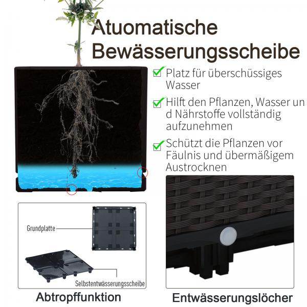 Hochbeet, 4-teiliger Pflanzkasten mit Abflusslöchern, Blumenkasten - Palo24