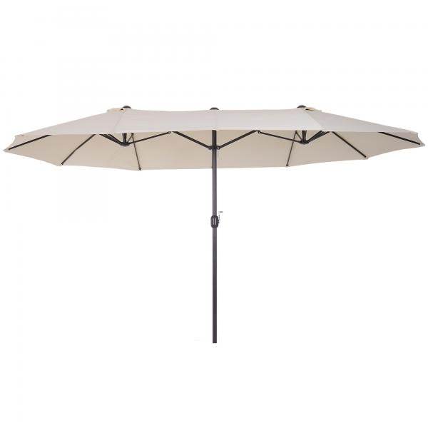 Sonnenschirm mit Handkurbel Oval Metall + Polyester Cremeweiss - Palo24