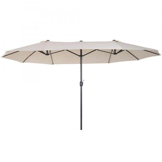 Sonnenschirm mit Handkurbel Oval Metall + Polyester Cremeweiss - Palo24