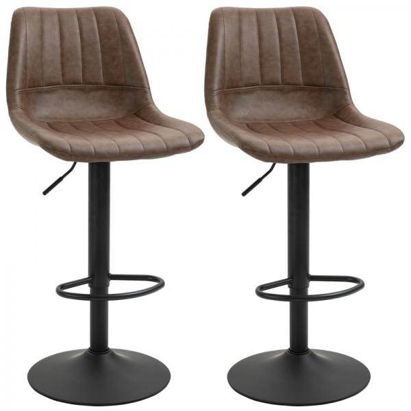 Barhocker 2er-Set im Retrodesign höhenverstellbar Braun - Palo24