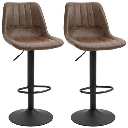 Barhocker 2er-Set im Retrodesign höhenverstellbar Braun - Palo24
