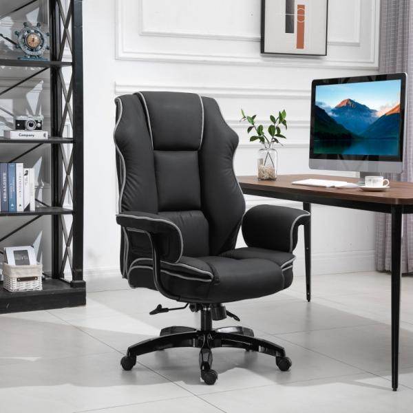 Ergonomischer Bürostuhl Höhenverstellbarer Stuhl mit Wippfunktion Schwarz - Palo24