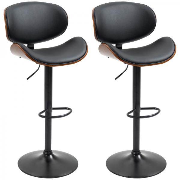Barhocker-Set, höhenverstellbar, drehbar, Kunstleder, Stahlrahmen, schwarz - Palo24