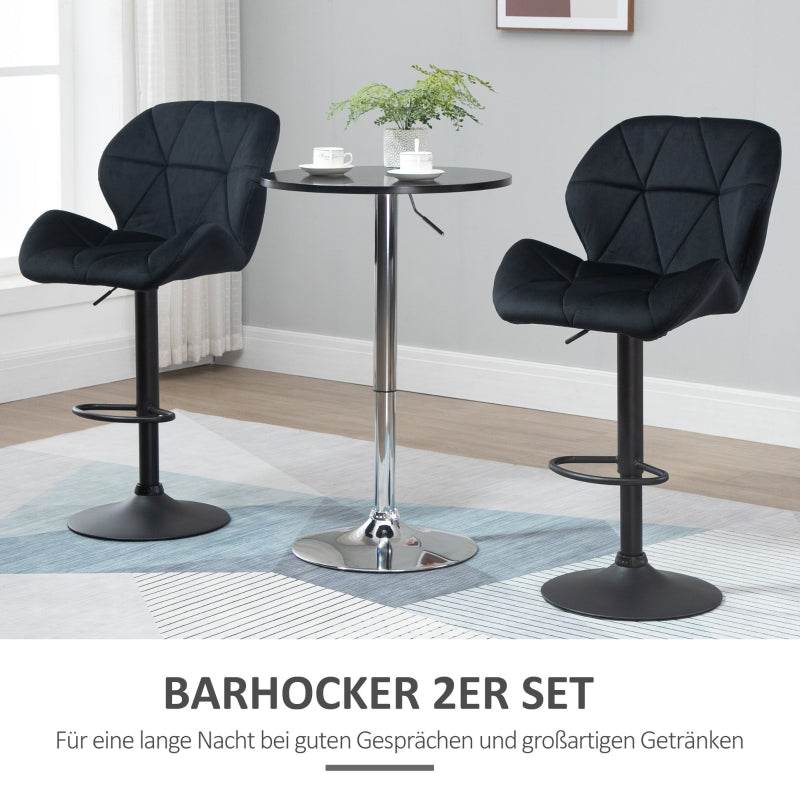 2er-Set Barhocker höhenverstellbarer Samt Schwarz - Palo24