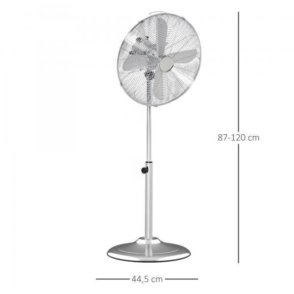 Standventilator Lüfter Höhenverstellbar 3 Geschwindigkeitsstufen Stahl Silber - Palo24