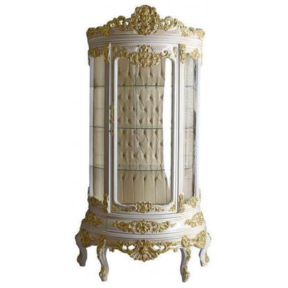 BAROCK VITRINE HALBRUND VITRINENSCHRANK ANTIK STANDVITRINE ROKOKO SCHRANK MASSIVHOLZ - Palo24