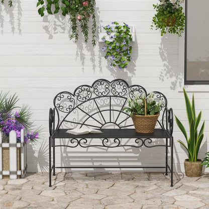 Gartenbank Sitzbank Gartenmöbel 2-Sitzer Metall Schwarz - Palo24