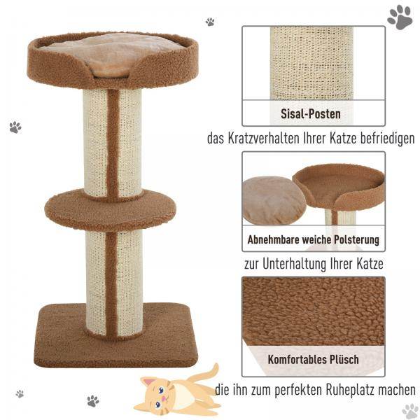 Katzenbaum Spielbaum Kratzstamm mit Plattform Sisal Lammkaschmir Hellbraun - Palo24