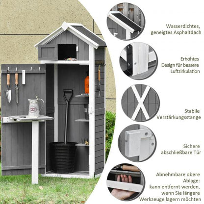 Gerätehaus Geräteschuppen  mit Klapptisch Grau Weiss - Palo24