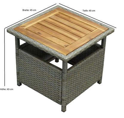 Beistelltisch Trento 45x45cm Rattan grau Holz - Palo24