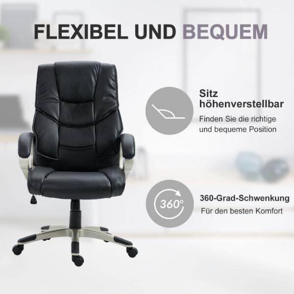 Bürosessel Chefsessel Drehstuhl Sportsitz Wippfunktion schwarz - Palo24