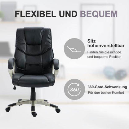 Bürosessel Chefsessel Drehstuhl Sportsitz Wippfunktion schwarz - Palo24