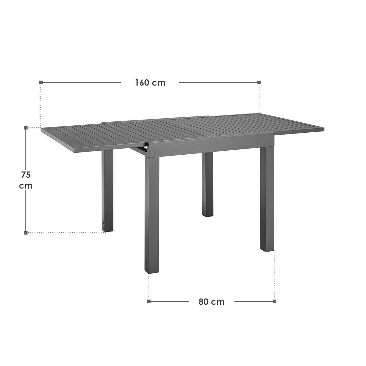 Alu Gartentisch Laki 80x80 cm ausziehbar - Anthrazit - Palo24