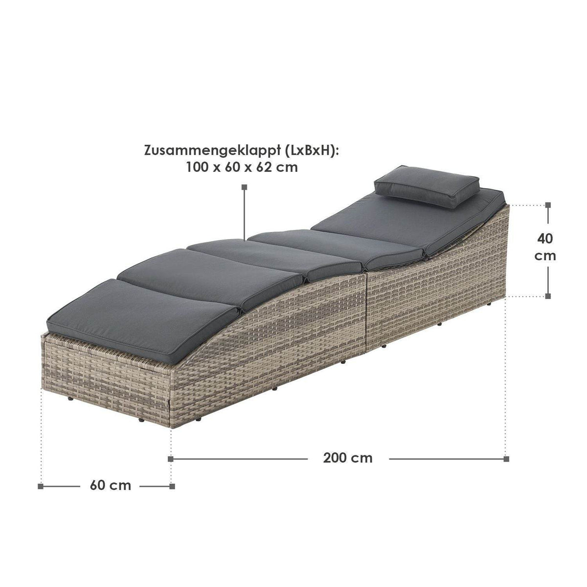 Faltbare Polyrattan Sonnenliege Lamia - Palo24